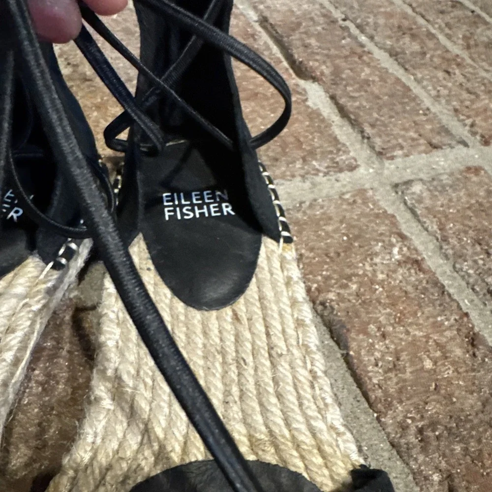 Eileen Fisher Women's  black Strappy  Espadrille Flats Size 5‎ #101